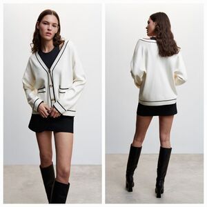 🔹️Truth Ivory Buttoned Deep Vneck Cardigan Sweater Small